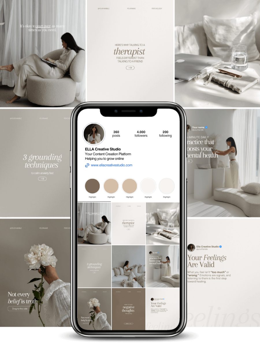 Eksempel på Instagram-profil for psykolog og terapeut