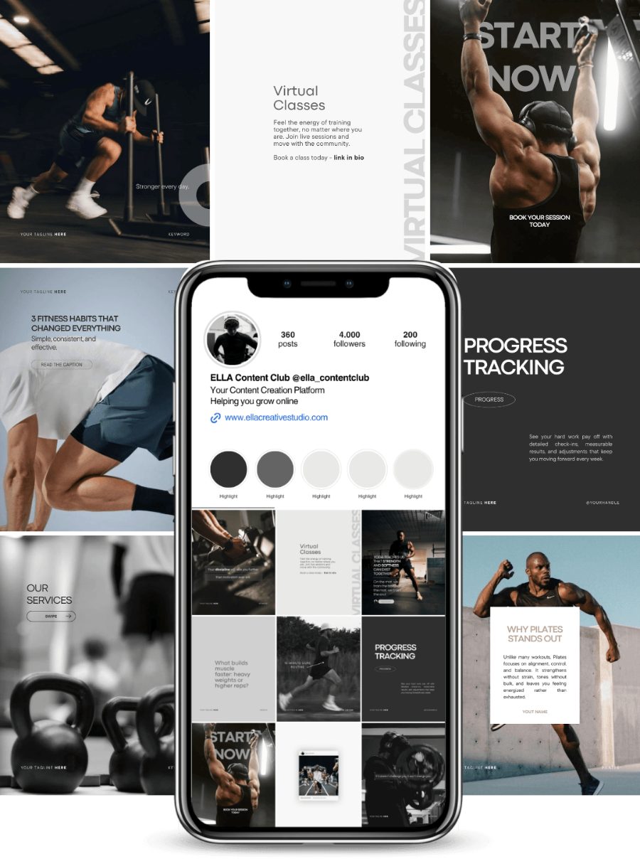 Eksempel på Instagram-profil for treningssenter