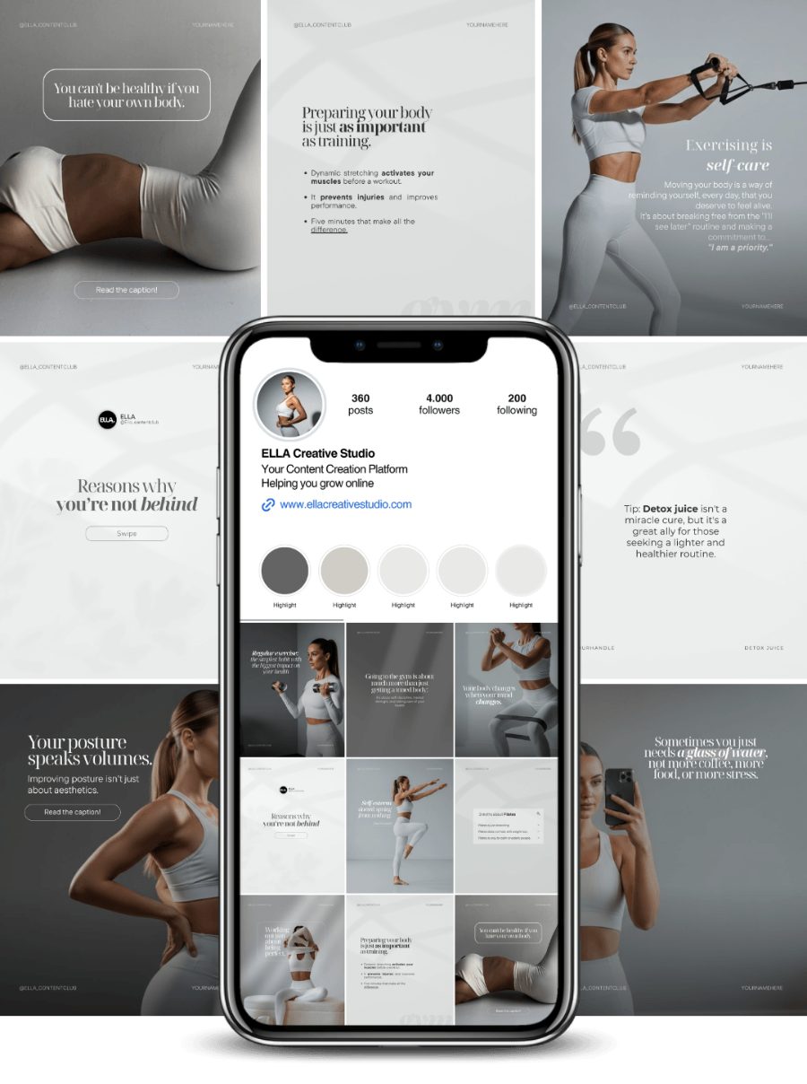 Eksempel på Instagram-profil for yoga og pilates