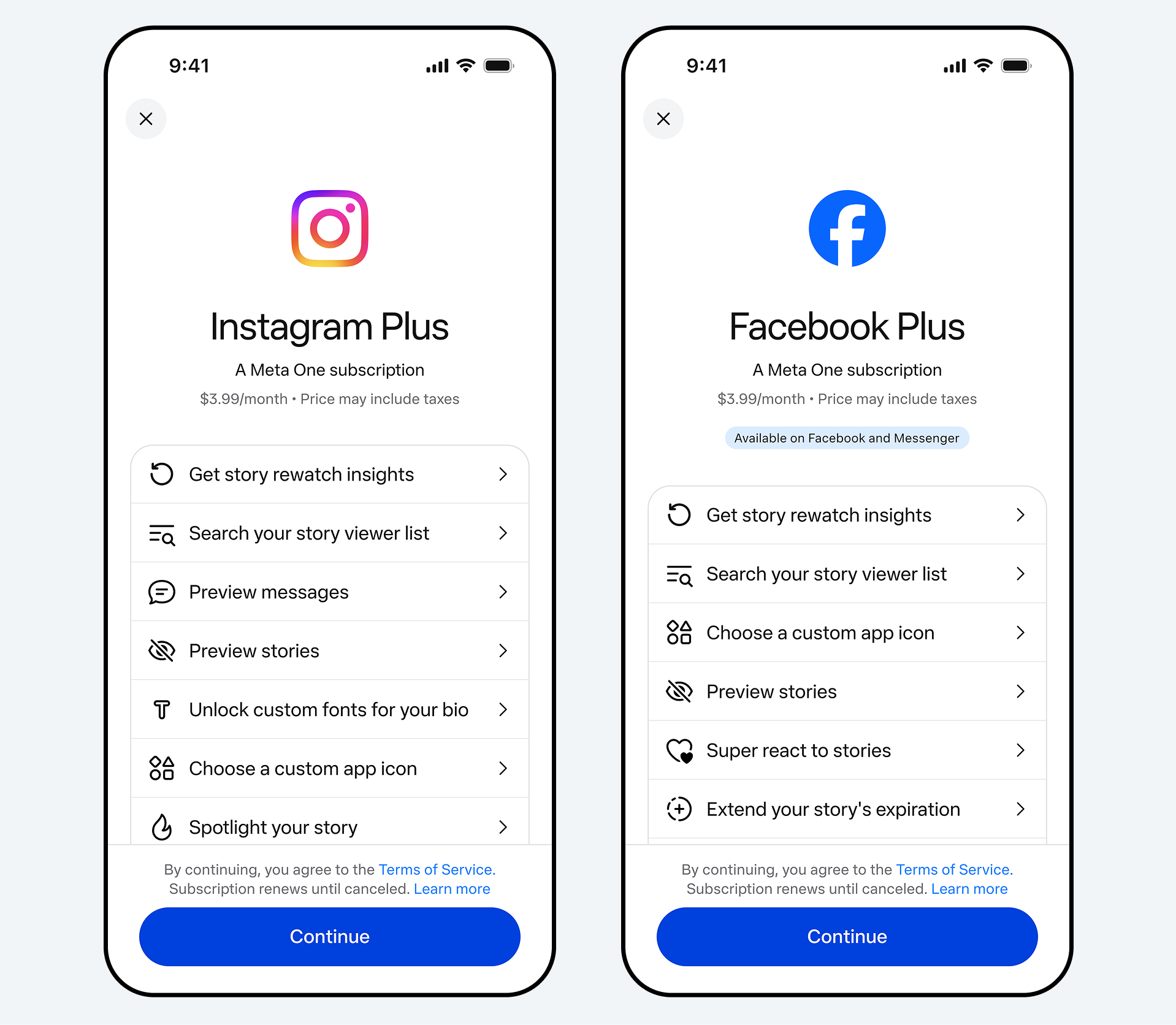 Instagram Plus og Facebook Plus
